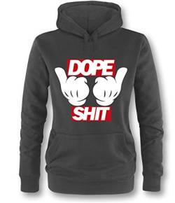 Luckja Dope Shit Damen Hoodie Schwarz/Weiß-Rot in Größe S von Luckja