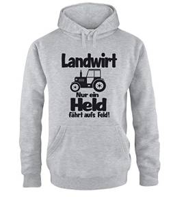 Luckja Landwirt nur EIN Held fährt aufs Feld Herren Hoodie Grau-Schwarz Grösse XL von Luckja