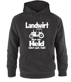 Luckja Landwirt nur EIN Held fährt aufs Feld Herren Hoodie Schwarz-Weiss Grösse M von Luckja