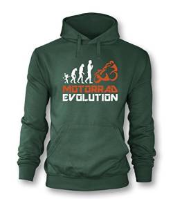 Luckja Motorrad Evolution Herren Hoodie Dunkelgrün-Weiss/Orange Grösse XL von Luckja