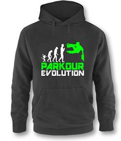 Luckja Parkour Evolution Herren Hoodie Schwarz - Neongrün in Größe XL von Luckja