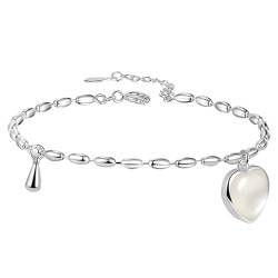 Lucktao armband herz,Silber Armband, Freundschaftsarmband,Zart Herz Anhängern Verstellbare Armbänder für Freundin,mama Valentinstag Muttertag Geburtstags Weihnachten Geschenk(BB) von Lucktao