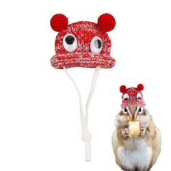 Hamster-Strickmütze, Meerschweinchen-Mütze, Mini handgestrickte Mützen, Weiche, gemütliche kleine Mützen für Meerschweinchen, Hamster, Hasen mit verstellbarem Riemen, weihnachtliche Luckxing von Luckxing