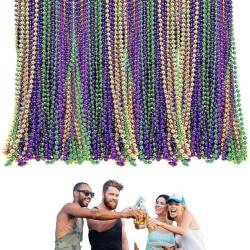 Luckxing Karnevalsperlen | 30 Stück bunte sortierte Perlenkette,Metallisches rundes Karneval-Kostüm-Halsketten-Zubehör für Partybedarf von Luckxing