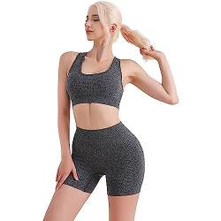 Luckxing Trainingssets für Damen,Elastische kurze Yogahose mit Weste | Kompressions- und elastische Sommer-Leggings für Yoga, Radfahren, Laufen, Fitnessstudio von Luckxing