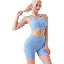 Luckxing Trainingssets für Damen | Hoch taillierte Biker-Shorts-Sets für Damen, 2-teilige Outfits - Kompressions- und elastische Sommer-Leggings für Yoga, Radfahren, Laufen, Fitnessstudio von Luckxing