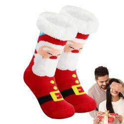 Luckxing Weihnachtssocken, Winter-Plüsch-Heimsocken, Atmungsaktive warme Socken, Weihnachts-Knöchel-Crew-Thermosocken für Mädchen von Luckxing