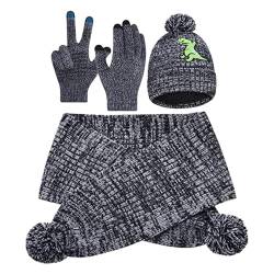 Wintermütze Schal Handschuhe Set - Weiches gestricktes warmes Set für Kinder für den Winter | Warmes Set aus Mütze, Schal und Schneehandschuhen für Jungen und Mädchen Luckxing von Luckxing