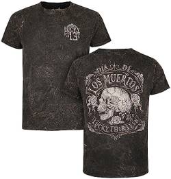 Lucky 13 Dead Skull Brown Männer T-Shirt braun L 100% Baumwolle Basics, Biker, Rockwear, Streetwear von Lucky 13