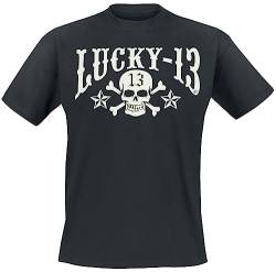 Lucky 13 Skull Stars Männer T-Shirt schwarz L 100% Baumwolle Basics, Biker, Rockwear, Streetwear von Lucky 13