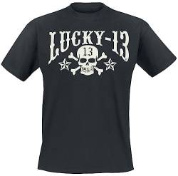 Lucky 13 Skull Stars Männer T-Shirt schwarz S 100% Baumwolle Basics, Biker, Rockwear, Streetwear von Lucky 13