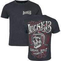 Lucky 13 T-Shirt - Skull Built - S bis 3XL - für Männer - Größe L - schwarz von Lucky 13