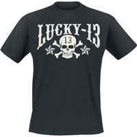 Lucky 13 T-Shirt - Skull Stars - S bis 4XL - für Männer - Größe S - schwarz von Lucky 13