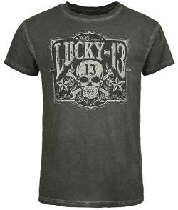 Lucky 13 Tombstone Tee - Vintage Black Männer T-Shirt schwarz meliert M von Lucky 13