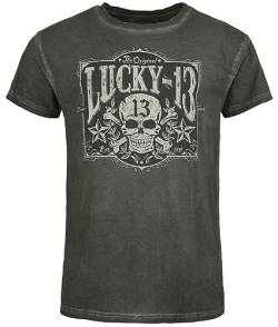 Lucky 13 Tombstone Tee - Vintage Black Männer T-Shirt schwarz meliert XL von Lucky 13