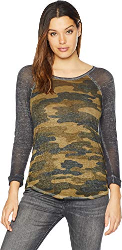 Lucky Brand Damen 3/4-Ärmeln, Camouflage T-Shirt, Grün/Mehrfarbig, Small von Lucky Brand