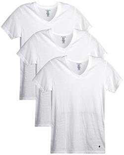 Lucky Brand Men's Undershirt – 100% Cotton Slim Fit V-Neck Short Sleeve T-Shirt (3 Pack), Size Medium, White von Lucky Brand