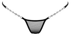 Lucky Cheeks Damen Luxus Micro V-String Transparent Black (M) von Lucky Cheeks