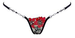 Lucky Cheeks Damen Luxus Mini V-String Christmas Flower in Black (M) von Lucky Cheeks