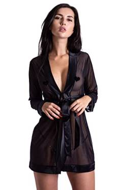 Lucky Cheeks Damen Luxus Transparent Black Kimono - Morgenmantel (36) von Lucky Cheeks