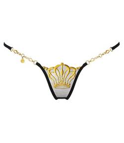 Lucky Cheeks Damen Mini String Queen of Love Black Edition Schwarz/Gold Gr. L von Lucky Cheeks