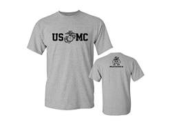 Lucky Ride Marine Corps Bull Dog Front and Back USMC Herren Military T-Shirt, Grau - Sport Grey, X-Groß von Lucky Ride