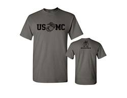 Lucky Ride Marine Corps Bull Dog Front and Back USMC Herren Military T-Shirt - Grau - Groß von Lucky Ride