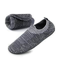 Lucky Sign Hausschuhe Herren Damen Leichte hüttenschuhe rutschfest Flache Pantoffeln Barfußschuhe Home Cozy Slippers,EU 39 - Dunkelgrau von Lucky Sign