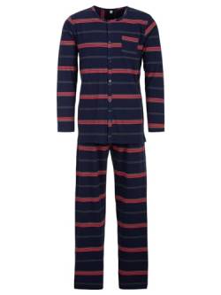 Herren Pyjama lang Schlafanzug Knopfleiste Pyjama Set Druck Motiv Größe M-XXL, Farbe:Navy, Größe:L von Lucky