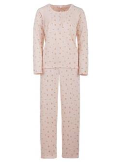 Lucky Damen Thermo Pyjama angeraut Herbst Winter mit Blumen Druck Größe M-XXL, Größe:XL, Farbe:Apricot von Lucky