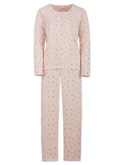 Lucky Damen Thermo Pyjama angeraut Herbst Winter mit Blumen Druck Größe M-XXL, Größe:XXL, Farbe:Apricot von Lucky