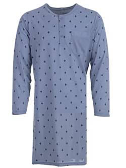 Lucky Herren Nachthemd Langarm 1/1 mit Brusttasche Schlafshirt Pyjama Oberteil, Farbe:Blau, Größe:L von Lucky