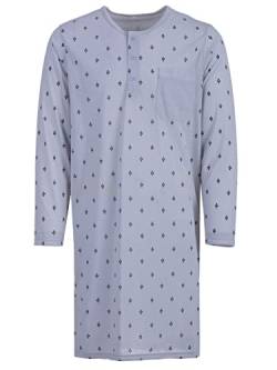 Lucky Herren Nachthemd Langarm 1/1 mit Brusttasche Schlafshirt Pyjama Oberteil, Farbe:Grau, Größe:L von Lucky