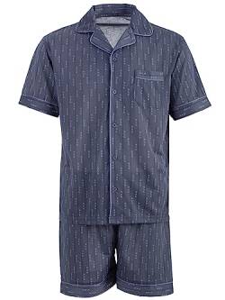 Lucky Herren Pyjama Shorty Schlafanzug Kurzarm Sommer mit Knopfleiste Größe M-XXL, Farbe:Anthrazit, Größe:XL von Lucky