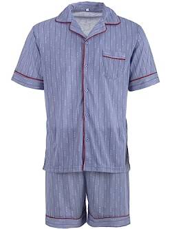 Lucky Herren Pyjama Shorty Set 2 TLG. Kurzarm Bordüre Schlafanzug M-2XL, Farbe:grau, Größe:L von Lucky