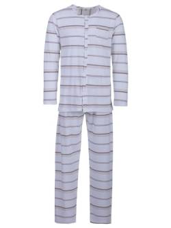 Lucky Herren Pyjama lang Schlafanzug Knopfleiste Pyjama Set Druck Motiv Größe M-XXL, Farbe:Grau, Größe:L von Lucky