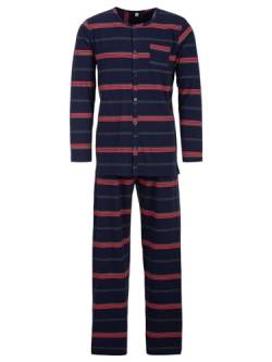 Lucky Herren Pyjama lang Schlafanzug Knopfleiste Pyjama Set Druck Motiv Größe M-XXL, Farbe:Navy, Größe:M von Lucky