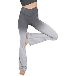 LuckyLucy Yogahose Damen Lang, Jazzpants Damen Schlaghose, Bootcut Jogginghose Freizeithose Sporthose Straight Bein mit Taschen für Yoga, Pilates, Fitness von LuckyLucy