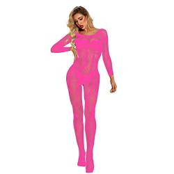 Sexy Bodystocking für Damen Elastisch Babydoll Netz Catsuit Langarm Transparent Negligees Frauen Spitze Offenem Schritt Reizwäsche Ouvert Netzstrümpfe Erotisch Unterwäsche Versuchung Dessous von LuckyLucy