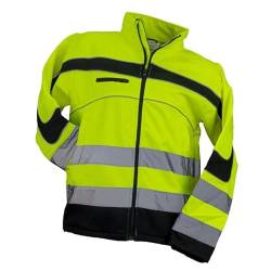 Luckyberg Warnschutz Softshelljacke – Atmungsaktive Jacke aus Softshell, Wind- & Wasserabweisend, Reflexstreifen - Neongelb/Neonorange. (L, Gelb) von Luckyberg