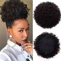 High Puff Afro Ponytail Drawstring Short Afro Kinky Curly Pony Tail Clip in on Synthetic Curly Hair Bun Made of Kanekalon Fiber Puff Ponytail Wrap Updo Hair Extensions with Clips von Luckyjun