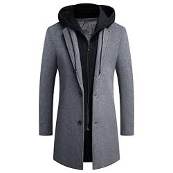 Luckyone Wintermantel Herren Mantel Loose Fit Lang Wollmantel Business Mantel mit Stehkragen Herren Winter von Luckyone