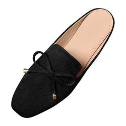 Damen Pantoletten Hausschuhe LäSsig Elegant BüRo Damenschuhe Vorne-Geschlossene Hinten Offen Flache Slipper Sommer Rutschfest Freizeit Wildleder-Optik Freizeitschuhe Weichen Sohlen Loafers von Luckywaqng