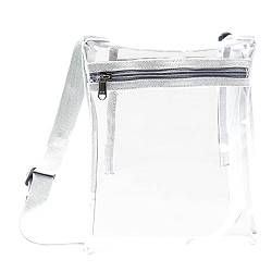 Durchsichtige Tasche mit verstellbarem Riemen. Zugelassene durchsichtige Stadion-Umhängetasche Sporttasche Damen (White, One Size) von Luckywaqng