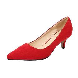 Hallux Schuhe Damen solide, Flache High Heels, einzelne Business-Schuhe Highheels Schuhe Damen (Red, 46) von Luckywaqng
