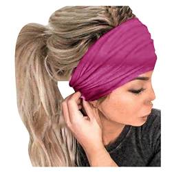 Kopftuch Sommer Damen Elastisches Kopfband Frauen Haarreif Bandana Druck Haare Headband Wrap Headband Training Equipment (Hot Pink, One Size) von Luckywaqng