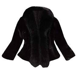 Luckywaqng Kunstpelzjacke Damen Einfarbig Eleganter Wintermantel FüR Party Kunstfelljacke Mode Cardigan WäRme Flauschige PlüSchjacke Winterjacke Winterparka Softshell üBergangsjacke Outdoorjacke von Luckywaqng