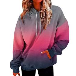 Luckywaqng Lässiges Damen-Sweatshirt in Übergröße, Langarm, Kordelzug, lockeres Kapuzen-Sweatshirt mit Taschen Primark Shop Online (Hot Pink, XXL) von Luckywaqng