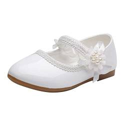 Luckywaqng Mädchen Flache Schuhe - Prinzessin Perlen Ballerinas - Kinder Elegant Kinderschuhe - Festliche Mädchenschuhe Halbschuhe - Party Performance Kleid Taufschuhe für Karneval Geschenk Mokassins von Luckywaqng