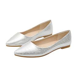 Luckywaqng Schuhe Damen Ballerina Damen-Einzelschuhe, atmungsaktive Mesh-Schuhe, rutschfeste Schuhe Schuhe Sneaker Damen (Silver, 43) von Luckywaqng